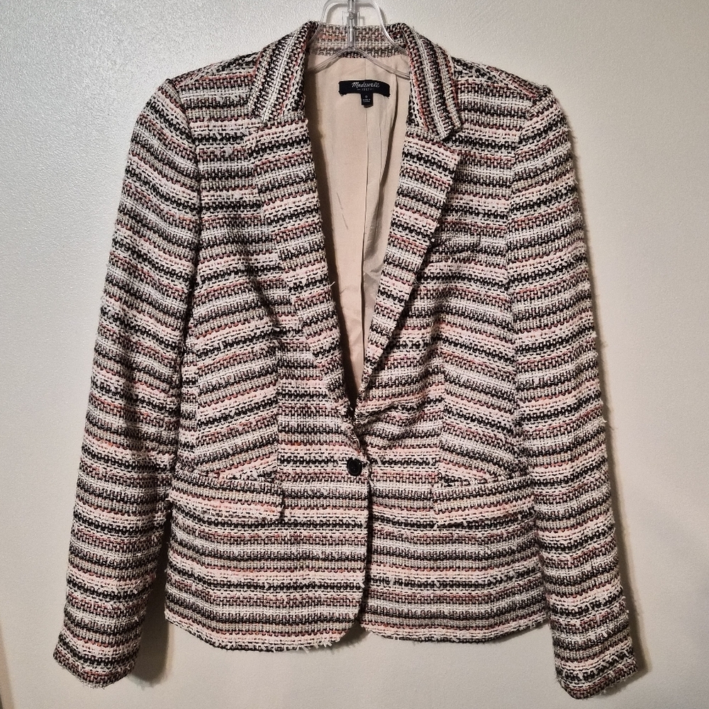 MADEWELL 1937 Tweed Womens Blazer Knotch Lapel Blazer | Size 0